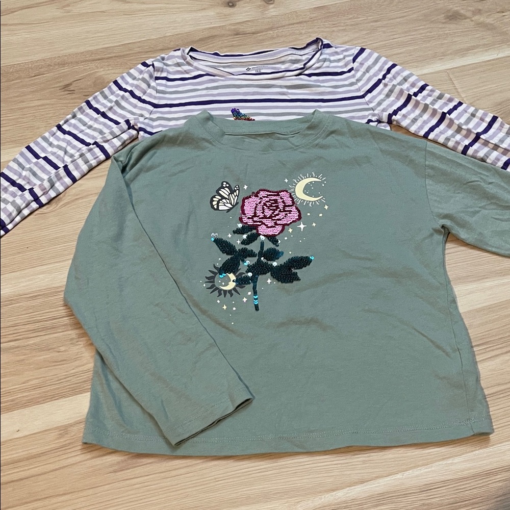 Kids Long Sleeve Striped and Graphic Tees Set